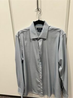Nautica Men’s Blue Micro-Check Dress Shirt